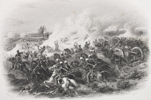 A Batalha de Moodkee, 1845, gravada por CH Jeens, da &39;Galeria de Retratos Históricos&39;, publicada em 1880