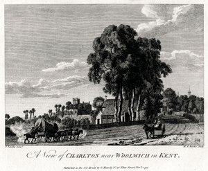 Uma vista de Charlton perto de Woolwich em Kent, 1775. de Michael Angelo Rooker