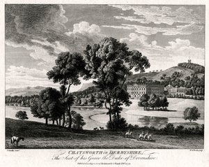 Chatsworth em Derbyshire, a sede de sua graça, o duque de Devonshire, 1775 de Michael Angelo Rooker