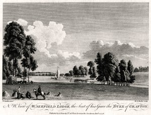 Vista noroeste da Wakefield Lodge, sede de sua graça, o duque de Grafton, 1776 de Michael Angelo Rooker