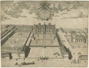 Ingestre Hall: gravura em placa de cobre, nd [1653-1686] (impressão) de Michael Burghers