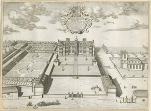 Ingestre Hall: gravura em placa de cobre, nd [1653-1686] de Michael Burghers
