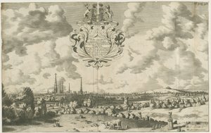 Lichfield - West North West Prospect: gravura em placa de cobre, nd [1653 - 1686] de Michael Burghers