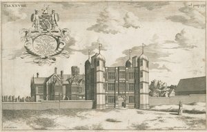 Tixall Hall e Gatehouse: gravação em chapa de cobre, nd [1686] (imprimir) de Michael Burghers