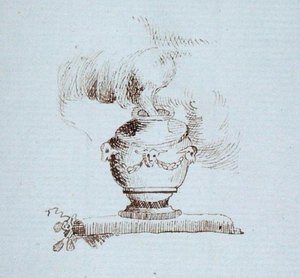 Desenho do livro de recortes de Michael Faraday (caneta e tinta sobre papel) de Michael Faraday