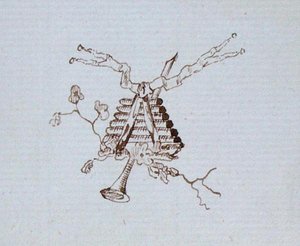 Desenho do livro de recortes de Michael Faraday (caneta e tinta sobre papel)