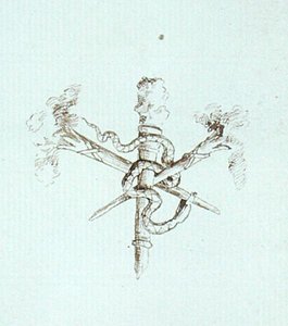 Desenho do livro de recortes de Michael Faraday (caneta e tinta sobre papel)