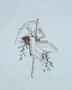 Desenho do livro de recortes de Michael Faraday (caneta e tinta sobre papel) de Michael Faraday