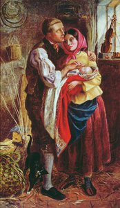 O criador de cestas cegas com seu primeiro filho, 1858 de Michael Frederick Halliday