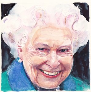 Elizabeth II Rainha de Inglaterra (aguarela) de Michael Frith