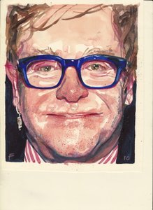 Elton John (aguarela) de Michael Frith