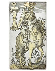 Carta de baralho de um conjunto extremamente raro, gravado nos quatro naipes italianos, Augsburg de Michael Froemmer