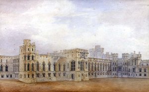 Castelo de Windsor e a Vista Nordeste da Ala Superior (caneta e tinta e aguarela sobre papel) de Michael Gandy