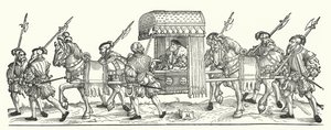 Um eleitor alemão viajando de ninhada (gravura)