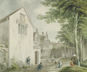Casas de Esmolas no Cemitério de St. Cuthbert, Wells (wc und ink on paper)