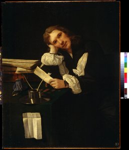 Retrato de um homem jovem, auto-retrato. Pintura por Michiel Sweerts (1618-1664). Óleo sobre tela