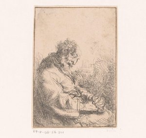 Velho adormecido numa cadeira de Michael Willmann (attributed to)