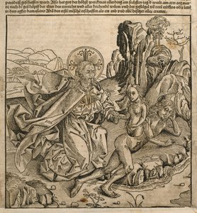 Deus Pai criando Eva da costela de Adão, ilustração do &39;Liber Chronicarum&39; de Hartmann Schedel (1440-1514) publicada em Nuremberg, 1493