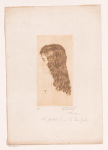 Cabeça de rapariga com cabelo comprido em perfil de Michal Portnoff (signed by artist)