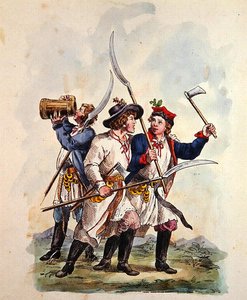 Fantasias do Exército Polaco depois de 1700 (cor litho) de Michal Stachowicz