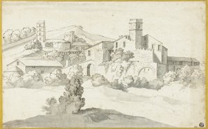 Paisagem com um castelo antigo