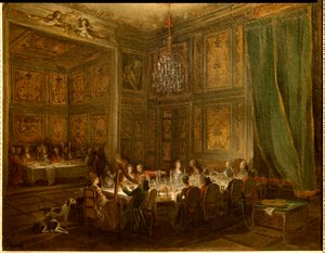 Jantar do Príncipe Louis François de Conti, Pintura do Palácio do Templo por Michel Barthelemy Ollivier (1712-1784) 1766 Sol. 0,56x0,71