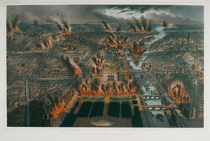 A Comuna: Paris em chamas durante a noite de 24/25 de maio de 1871 ... (gravura)