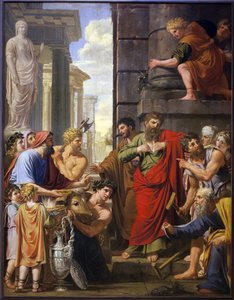 São Paulo e São Barnabé recusam as honras divinas em Listra (ou Lystra, cidade de Lycaonia, colônia do Império Romano, na Anatólia, perto da atual Konya). José apelidado de Barnabé ou Barnabé (falecido por volta de 75 anos), santo e apóstolo da Igreja, h