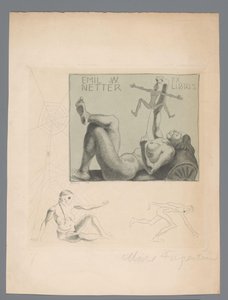 Ex libris por Emil W. Netter de Michel Fingesten (signed by artist)