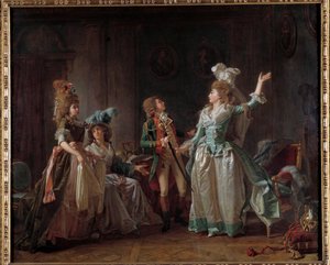 The Depart of the Dragon Painting de Michel Garnier (1753-1819). 1780 Dim. 0,54 x 0,65 m. Paris, Musee Carnavalet