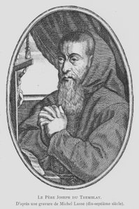 François Leclerc du Tremblay, frade capuchinho francês e conselheiro e agente do Cardeal Richelieu, conhecido como Padre José e a Eminência Grise (Eminência Cinzenta) (litho)