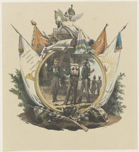 Medalhão com Caçadores Voluntários da Universidade de Utrecht, 1830 de Michel Mourot