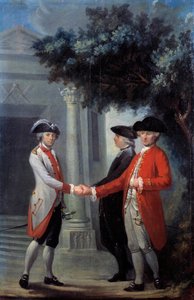 Revolução Francesa: “A União das Três Ordens””. Representação dos deputados do Clero, da Noblesse e do Terceiro Estado (Terceiro Estado). O símbolo da maçaria livre é representado à esquerda. Pintura de Michel-Nicolas (Michel Nicolas) Perseval ( de Michel Nicolas Perseval