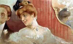 Mulher no concerto - chromo. por Simondy de Michel Simonidy