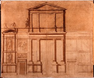 Desenho da fachada de San Lorenzo de Michelangelo (after) Buonarroti