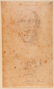 Estudo de cabeça e esboço de Diomedes com Paládio de Michelangelo (after) Buonarroti