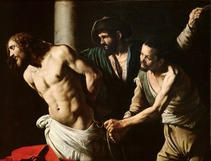A Flagelação de Cristo, c.1605-7 (óleo sobre tela) de Michelangelo (attr. to) Caravaggio