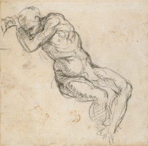 Um homem nu dormindo, c1490-1560 de Michelangelo Buonarroti