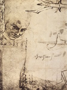 Face, desenho de Michelangelo, Gabinete de Desenhos e Gravuras, Galeria Uffizi, Florença de Michelangelo Buonarroti
