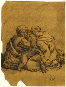 Grupo familiar: Ozias, rei de Judá, amamentado pela sua mãe de Michelangelo Buonarroti