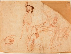 Estudo de figura para o "Castigo de Aman" na Capela Sistina de Michelangelo Buonarroti