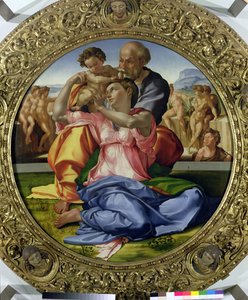 Sagrada Família com São João (Doni Tondo) 1504-05 (ver também 30103) de Michelangelo Buonarroti