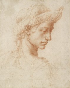 Cabeça Ideal, c.1518-20 (giz vermelho sobre papel)