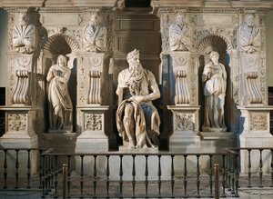 Itália, Roma, Basílica de São Pedro, Raquel, Moisés e Léia, detalhe do túmulo de Júlio II, cerca de 1515, de Michelangelo (1475-1564) de Michelangelo Buonarroti