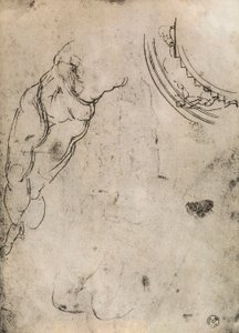 Pernas masculinas, estudo de Michelangelo. Gabinete de Desenhos e Gravuras, Galeria Uffizi, Florença de Michelangelo Buonarroti
