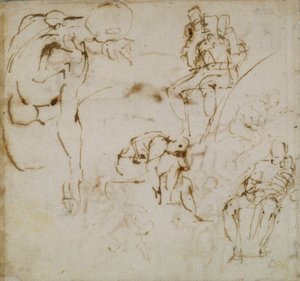 Página de um Sketch Book, c1490-1560 de Michelangelo Buonarroti