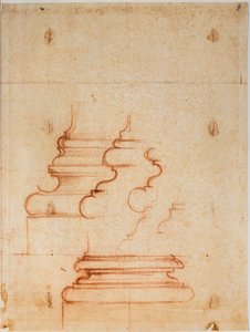 Bases de pilares para a Sacristia Nova, inscrições manuscritas de Michelangelo Buonarroti