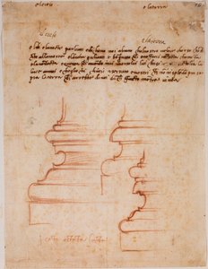 Bases de pilares para a Sacristia Nova, inscrições manuscritas de Michelangelo Buonarroti