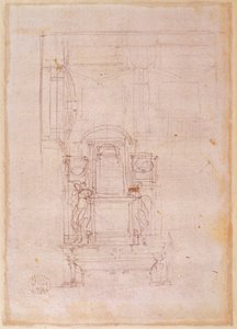 Desenho preparatório para o túmulo do Papa Júlio II de Michelangelo Buonarroti