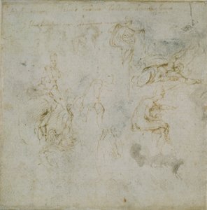 Reto: Estudos de Oito Figuras. Verso: Estudo de Figuras, c1490-1560. de Michelangelo Buonarroti